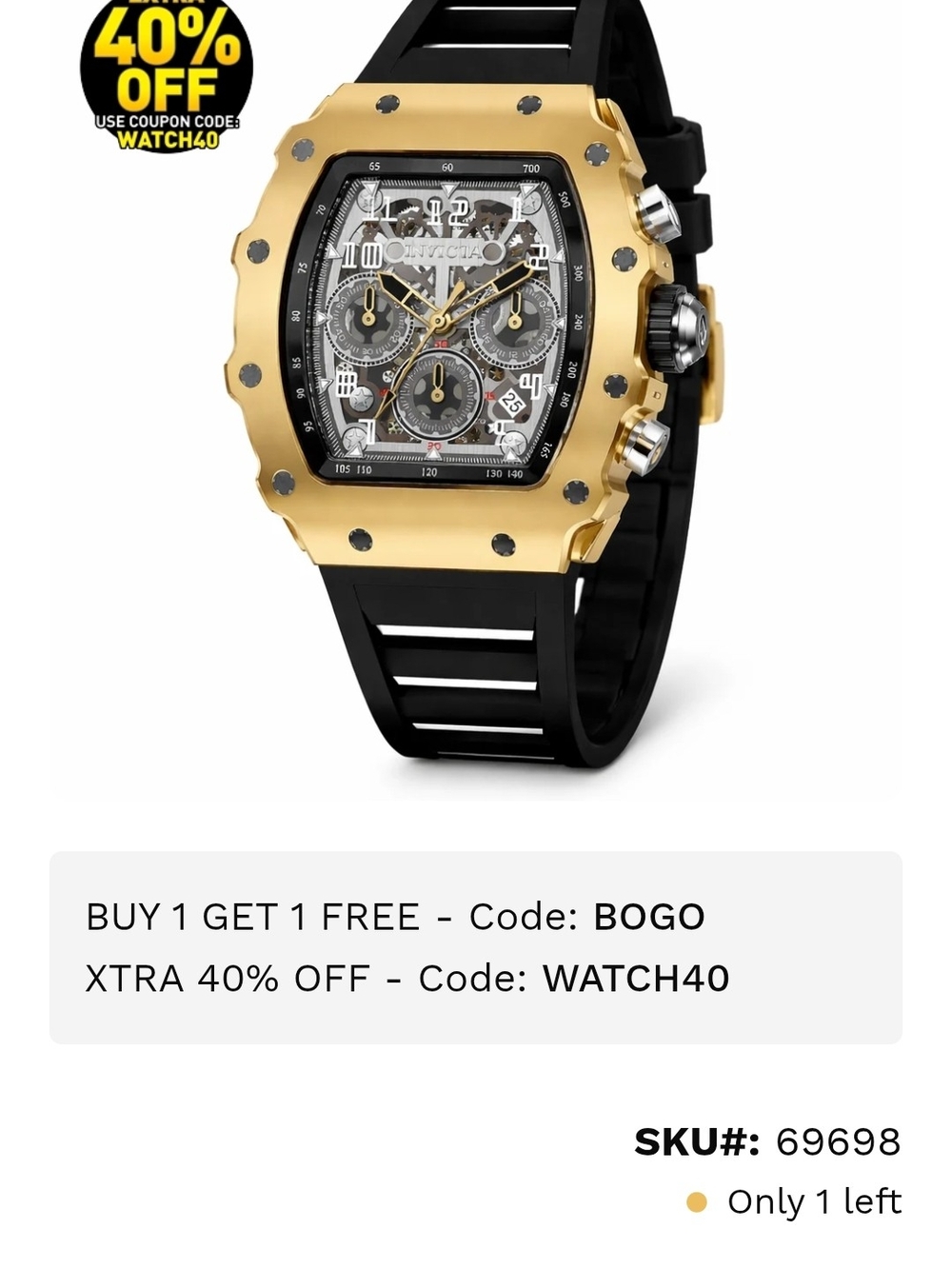 Invicta Mens Racing Nitro Watch